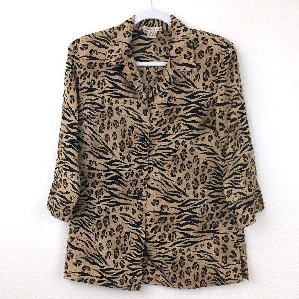 Vintage 90s Notations Cheetah Print Oversized Top